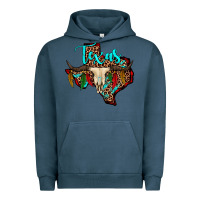 Pigment Midnight Navy bullskull texas map Urban Hoodie - JahusDesignShop
