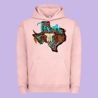Bullskull Texas Map Urban Hoodie Designed By Jahusdesignshop