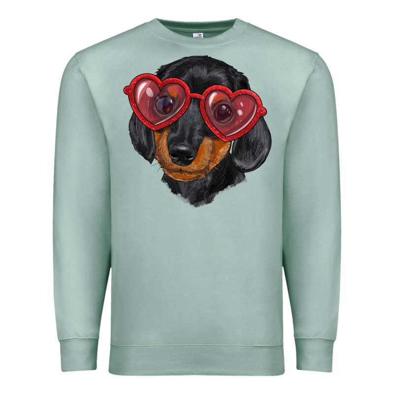 Dachshund With Love Glasses Premium Sweatshirt by RanaPortraitStore | Teevron