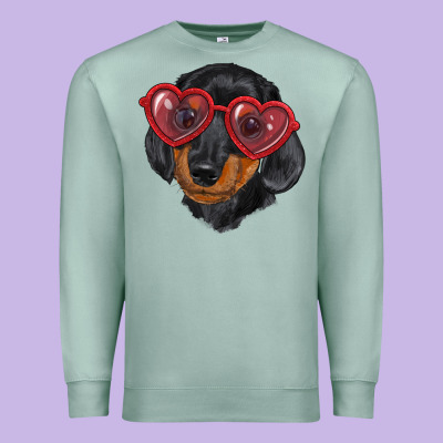 Premium Sweatshirt dachshund with love glasses
