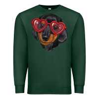 Sports Green dachshund with love glasses Premium Sweatshirt - RanaPortraitStore