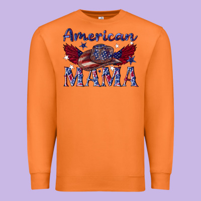 Premium Sweatshirt American mama with cowboy