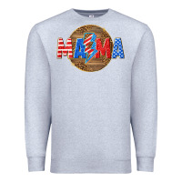 Heather Grey American mama with lightning bolt Premium Sweatshirt - texasbilliewilder
