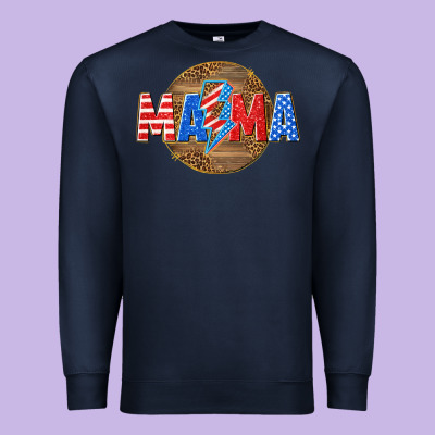 Premium Sweatshirt American mama with lightning bolt