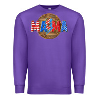 Purple American mama with lightning bolt Premium Sweatshirt - texasbilliewilder