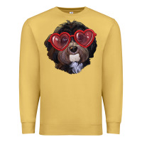 Antique Gold havanese dog with love glasses Premium Sweatshirt - RanaPortraitStore