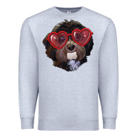 Heather Grey havanese dog with love glasses Premium Sweatshirt - RanaPortraitStore