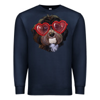 Navy havanese dog with love glasses Premium Sweatshirt - RanaPortraitStore