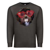 Smoke havanese dog with love glasses Premium Sweatshirt - RanaPortraitStore