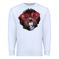 White havanese dog with love glasses Premium Sweatshirt - RanaPortraitStore