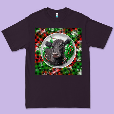Christmas Black Angus Cow Premium Tee Designed By Lillyallendesigns