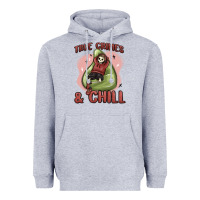 Heather Grey true crimes & chill Heavyweight Hoodie - MaliasSmallBusiness