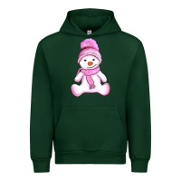 Forest Green winter pink snowman and hat Urban Hoodie - AdoDesignShop