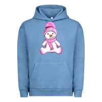 Pigment Pebble Blue winter pink snowman and hat Urban Hoodie - AdoDesignShop