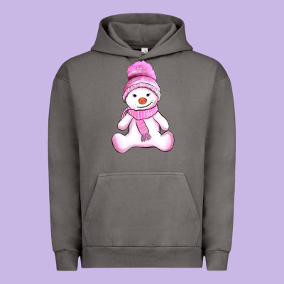 Winter Pink Snowman And Hat Urban Hoodie Designed By Adodesignshop