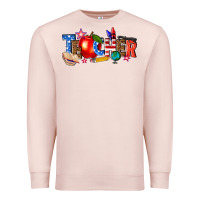 Pale Pink American teacher Premium Sweatshirt - texasbilliewilder