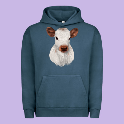 White Cute Calf Urban Hoodie Designed By Jahusdesignshop