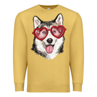 Antique Gold husky with love glasses Premium Sweatshirt - RanaPortraitStore
