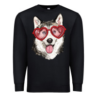 Black husky with love glasses Premium Sweatshirt - RanaPortraitStore