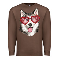 Chestnut husky with love glasses Premium Sweatshirt - RanaPortraitStore
