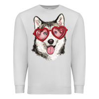 Dove Grey husky with love glasses Premium Sweatshirt - RanaPortraitStore