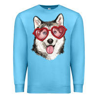 Ocean Blue husky with love glasses Premium Sweatshirt - RanaPortraitStore