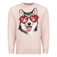 Pale Pink husky with love glasses Premium Sweatshirt - RanaPortraitStore