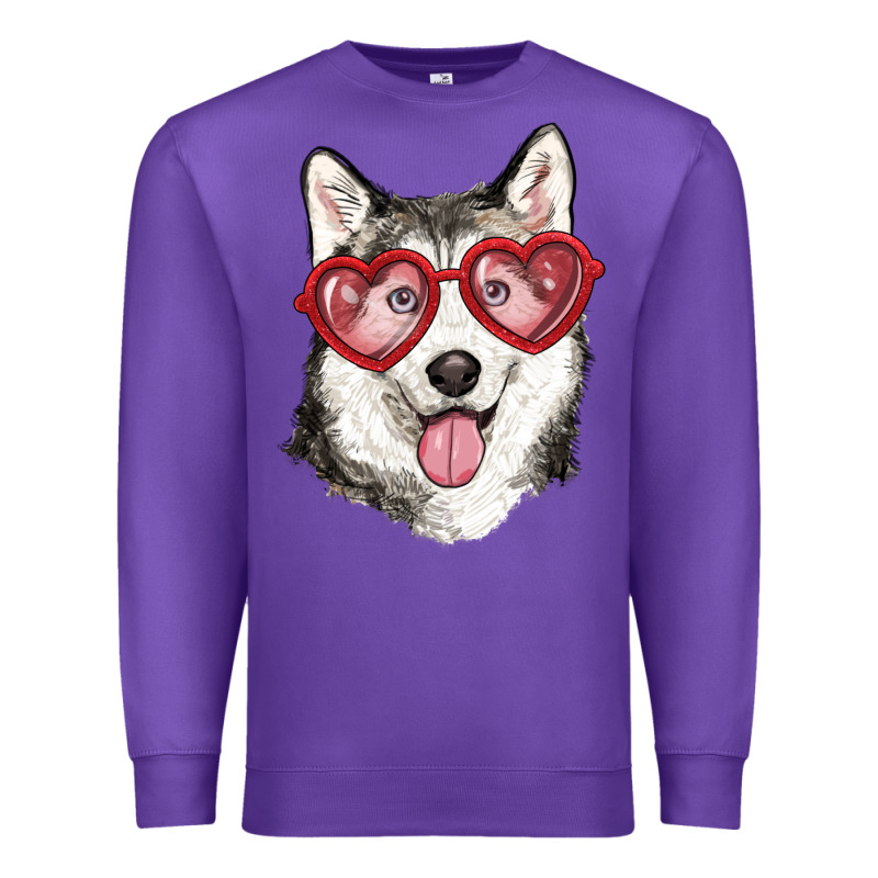 Husky With Love Glasses Premium Sweatshirt by RanaPortraitStore | Teevron