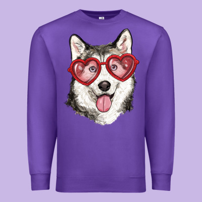 Premium Sweatshirt husky with love glasses