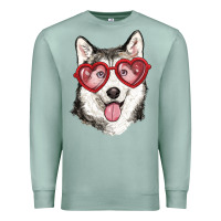 Seafoam husky with love glasses Premium Sweatshirt - RanaPortraitStore