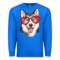 True Royal husky with love glasses Premium Sweatshirt - RanaPortraitStore