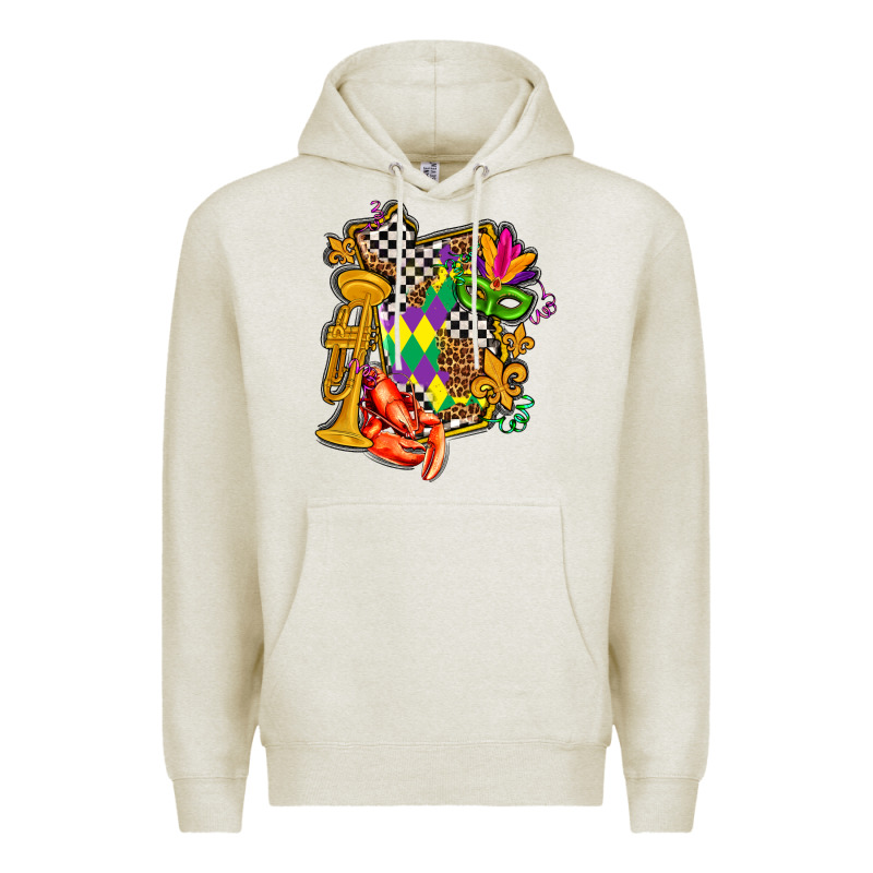 Mississippi Map Mardi Gras Premium Hoodie by AdoDesignShop | Teevron