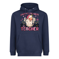 Navy santa's favorite teacher Heavyweight Hoodie - MaliasSmallBusiness
