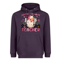Plum santa's favorite teacher Heavyweight Hoodie - MaliasSmallBusiness