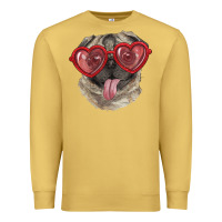 Antique Gold pug with love glasses Premium Sweatshirt - RanaPortraitStore