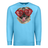 Ocean Blue pug with love glasses Premium Sweatshirt - RanaPortraitStore