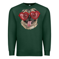 Sports Green pug with love glasses Premium Sweatshirt - RanaPortraitStore