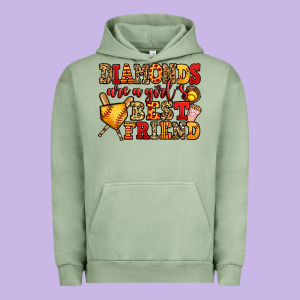 Diamonds Are A Girl's Best Friend Softball Urban Hoodie Designed By Jasminsmagicworld