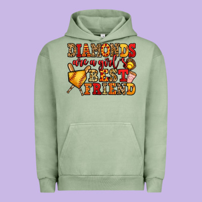 Diamonds Are A Girl's Best Friend Softball Urban Hoodie Designed By Jasminsmagicworld