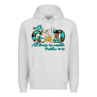 Dove Grey with god all things are possible daisy Premium Hoodie - AdoDesignShop