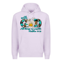 Lilac with god all things are possible daisy Premium Hoodie - AdoDesignShop