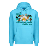 Ocean Blue with god all things are possible daisy Premium Hoodie - AdoDesignShop