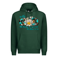 Sports Green with god all things are possible daisy Premium Hoodie - AdoDesignShop