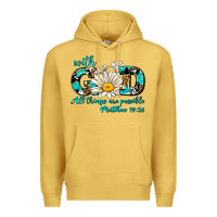 Antique Gold with god all things are possible daisy Premium Hoodie - AdoDesignShop