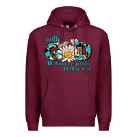 Burgundy with god all things are possible daisy Premium Hoodie - AdoDesignShop