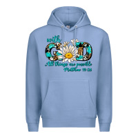 Colony Blue with god all things are possible daisy Premium Hoodie - AdoDesignShop