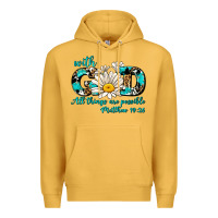 Mustard with god all things are possible daisy Premium Hoodie - AdoDesignShop
