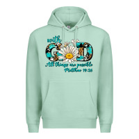 Seafoam with god all things are possible daisy Premium Hoodie - AdoDesignShop