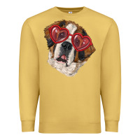Antique Gold saint bernard with love glasses Premium Sweatshirt - RanaPortraitStore