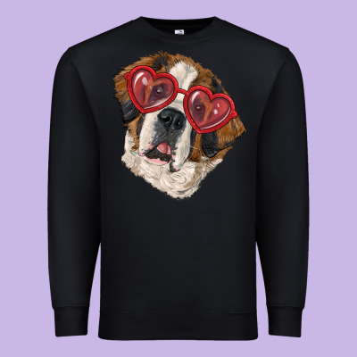 Premium Sweatshirt saint bernard with love glasses